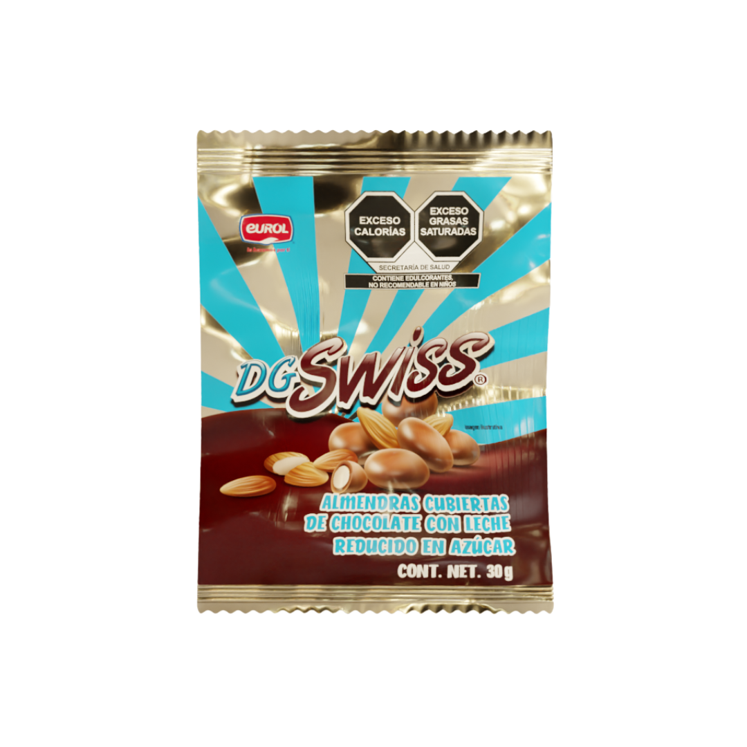 DG Swiss Almendras Cubiertas de Chocolate Reducido en Azúcar 30g